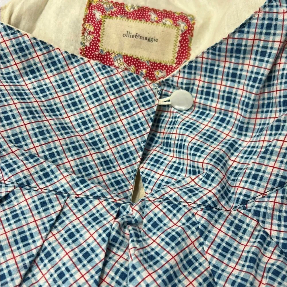 Ollie and Maggie sweet home dress halter blue and red plaid size 3